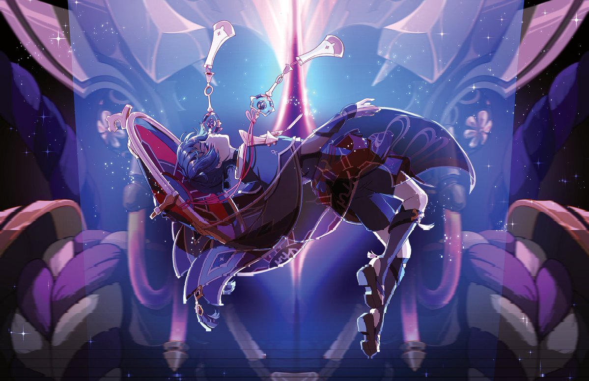 lukellios's tweet image. I completely forgot I did this Scaramouche art I can't believe it. This is the last time I drew a mech and I need to draw one again ...