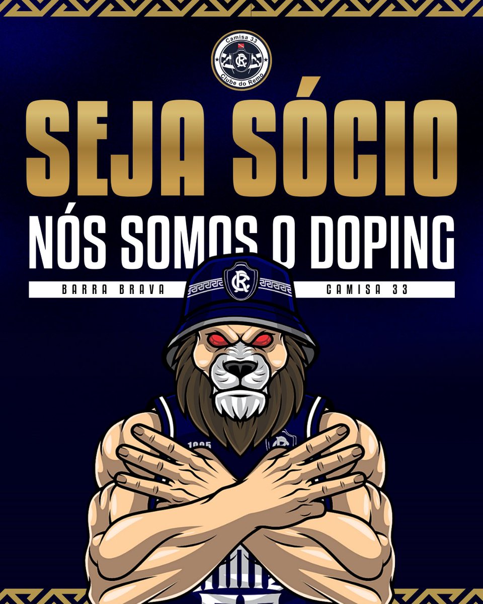 CAMISA33's tweet photo. SEJA SÓCIO CAMISA 33 — NÓS SOMOS O DOPING 🦁 

Faça parte da Barra Brava Camisa 33 e tenha acesso a conteúdos e descontos exclusivos da torcida. 

Para mais informações, entre em contato com (91) 98409-1033 ou pelo direct da torcida. 

#BarraDoRemo #Camisa33 #SócioNSOD https://t.co/MhTsTgcjDZ