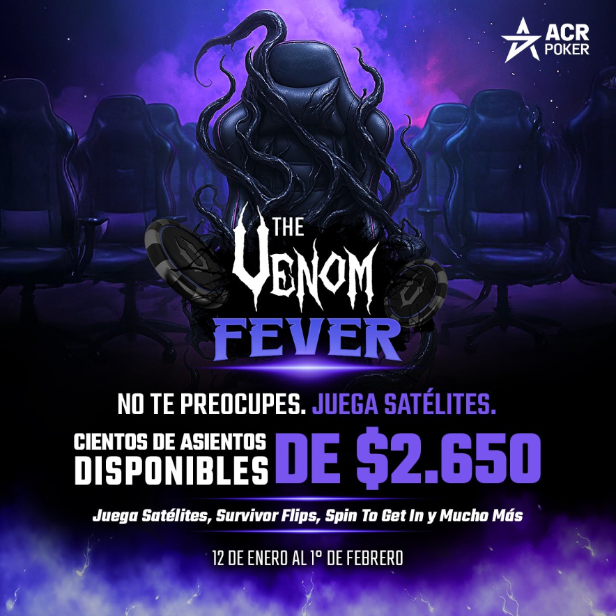 ProgressiveDre1's tweet photo. Arrancá la semana con todo! Te esperamos con Mystery Bounty y gambolias en https://t.co/bLDErQOztP !

⏰SORTEO $22 TKT! 
1⃣Seguinos: 
@AcrPokerLatam
@ACR_POKER
@ProgressiveDre1
2⃣MG❤️
3⃣Nick de ACR en comentarios

Regresaron el Venom Vault y los Venom Fever🥳 https://t.co/aWphftBX5k