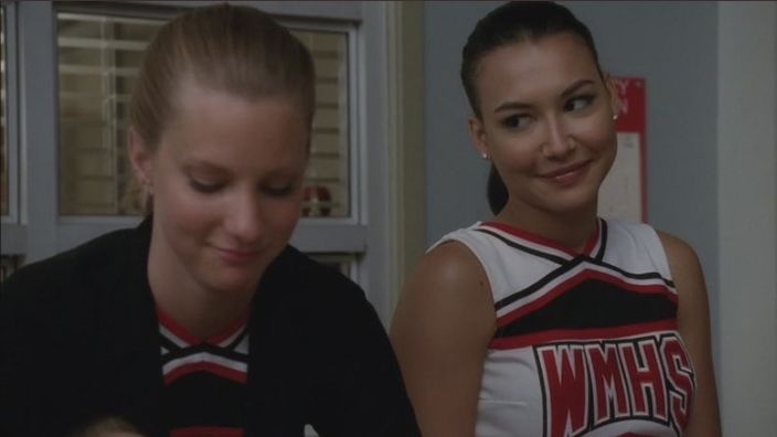 sglowsm's tweet image. the way santana looks at brittany is so cute. she’s the most in love woman in the world 😭