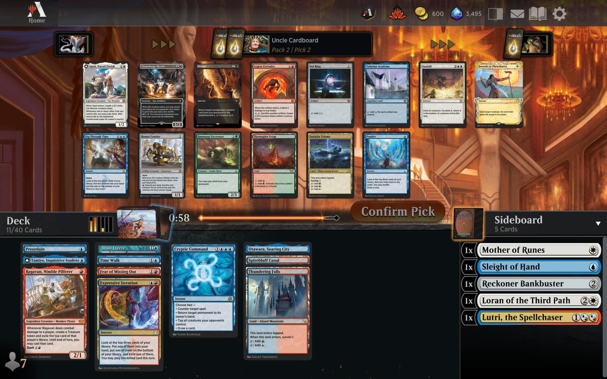 jakeformayor's tweet photo. Great thread by Sierko here. I'll also add that when I ran the numbers, there were ~5,000 identical packs in the last Powered Cube according to 17Lands data. This makes sense if P11 has to be kept separate. Noticed this when @tronisbad and I had the same pack and found it. https://t.co/i0bO0MWVMT