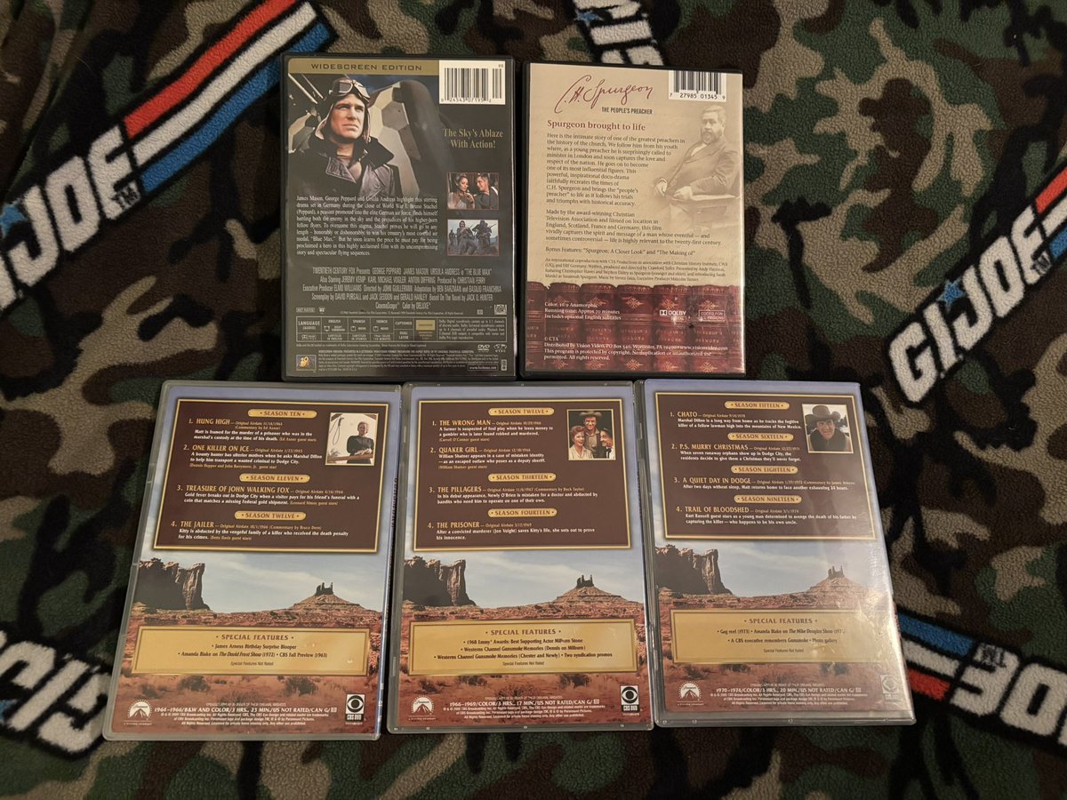 Big5Army's tweet photo. More from recent #ThriftStoreScore hauls. My local GW has been putting out sets like the Gunsmoke without the outer sleeve. Happens so often it makes me wonder if they toss them to price individually. @NickWetmore @Whospaul @andrew_shaw23 @yardsaleartist @videoApothecary https://t.co/zsQFn6Lhjw