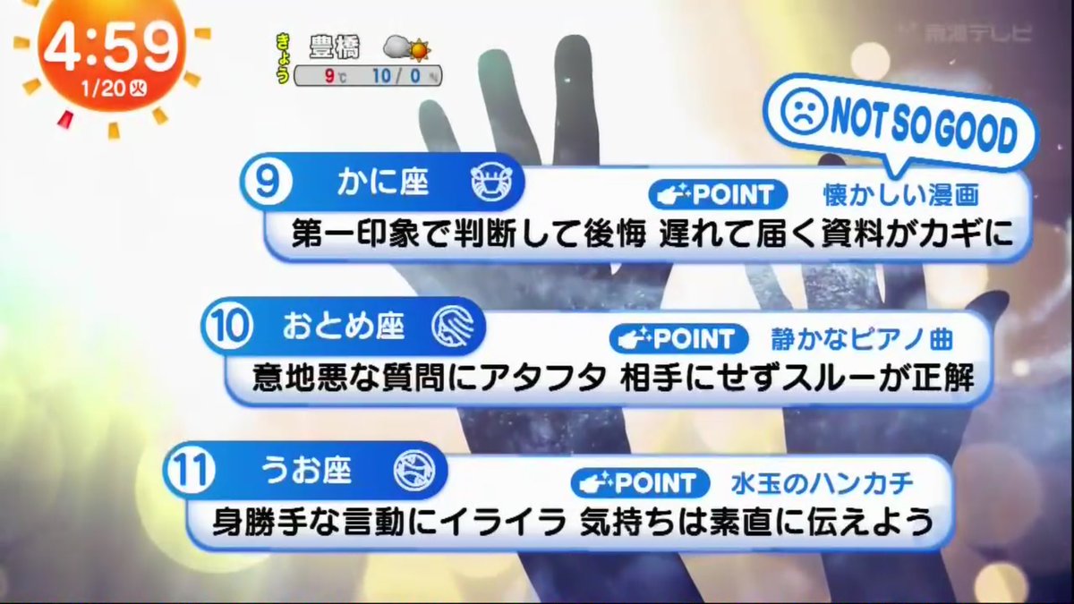 おはようございます⏰ 今日は1月20日(火)👍では占いです🍀 #めざまし占い