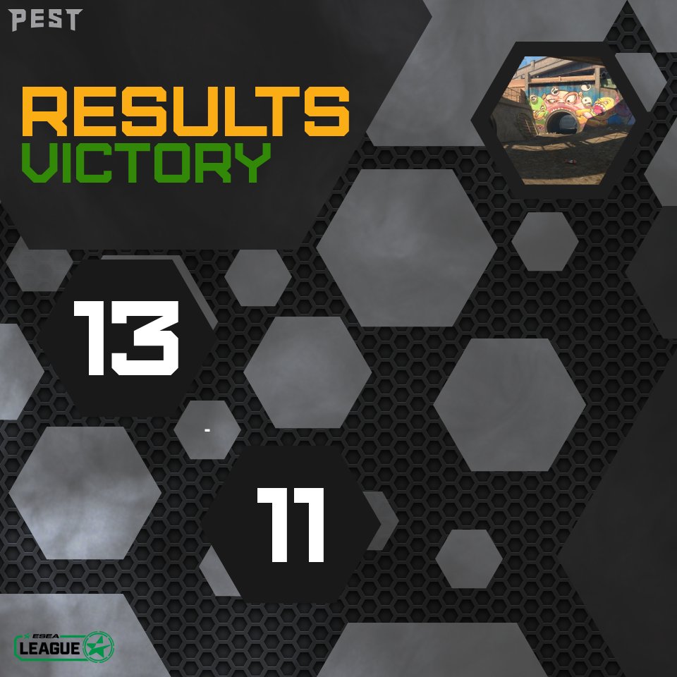 pest_esport's tweet photo. 🐝PEST PO RAZ TRZECI!

Po bardzo zaciętym spotkaniu zapisujemy 3 zwycięstwo z rzędu w ramach ligi @ESEA 😎💪

📊Bilans: 3-0

🆚XGEAR Talents 🇪🇺
🏡@ESEA OPEN10 S56

PARTNERZY: @PODZIEMIECS2 

#PEST🐝 https://t.co/pzCkiA1OE9