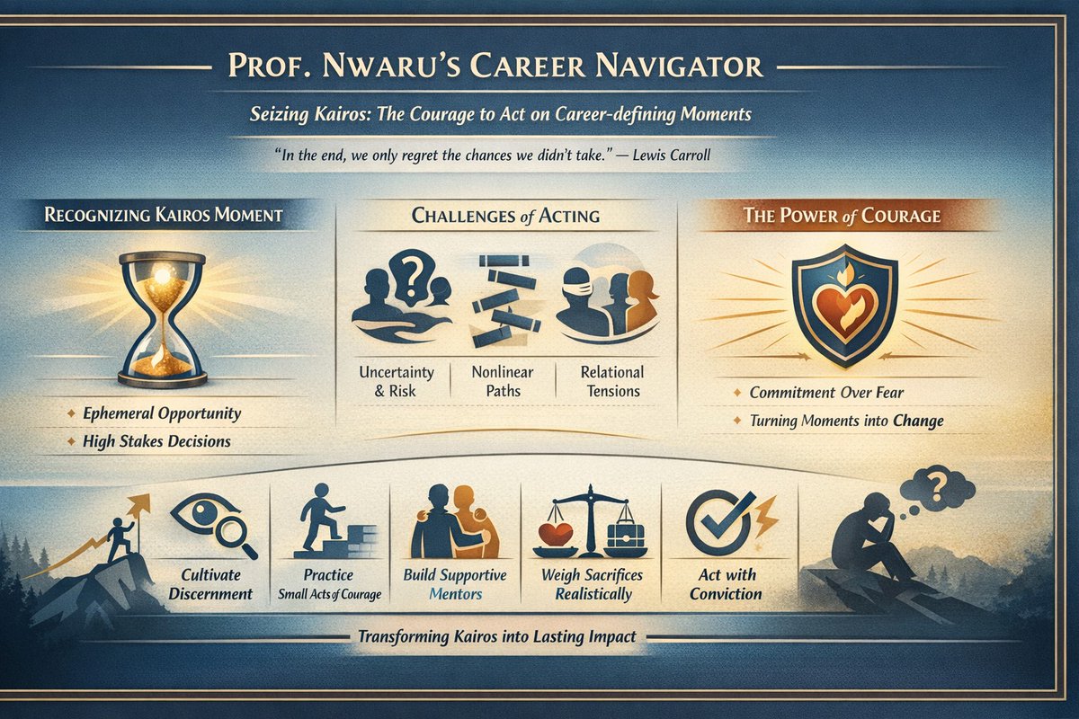 AfricanScience2's tweet image. Now Available: Paper 3 - Seizing Kairos: The Courage to Act on Career-Defining Moments

In this third paper, Prof. Nwaru turns decisively to action—exploring how to act on kairos once it has been discerned.

Read the paperhere: asfirj.org/content/?sid=9…