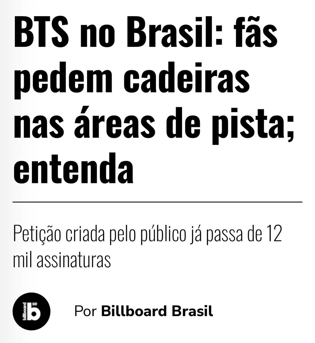 BARMYSTREAM's tweet image. 📰 ALCANCE VAI ALÉM DA PETIÇÃO

As assinaturas são super importantes, mas continuem falando sobre. É super importante sim termos essa discussão

Veículos como Estadão, Billboard Brasil, Rolling Stone Brasil e insiders do mundo de eventos estão falando sobre o nosso pedido, army…