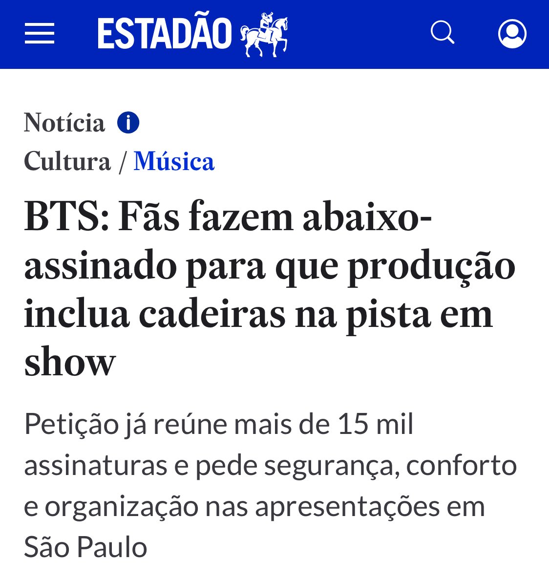 BARMYSTREAM's tweet image. 📰 ALCANCE VAI ALÉM DA PETIÇÃO

As assinaturas são super importantes, mas continuem falando sobre. É super importante sim termos essa discussão

Veículos como Estadão, Billboard Brasil, Rolling Stone Brasil e insiders do mundo de eventos estão falando sobre o nosso pedido, army…