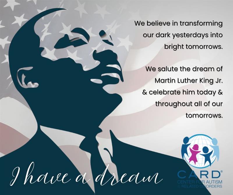 centerforautism's tweet image. Today we honor Dr. Martin Luther King Jr. and the dream of a kinder, more inclusive world, one we shape through the way we uplift and support one another.

#MLKDay #IHaveADream #ChooseLove #InclusionMatters