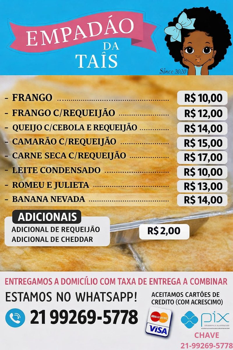 PimentaThai's tweet photo. PEÇA JÁ O SEU, O MELHOR EMPADÃO DE MESQUITA. 
ENTREGAS ON!!
2199269-5778 https://t.co/HsONbnjSMQ