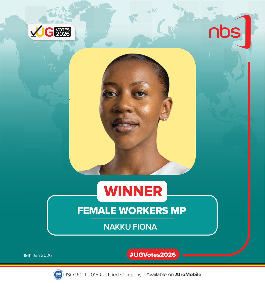 UPDATE: Nakku Fiona wins the Female Workers MP seat (2026-2031).

#UgVotes2026 #NBSUpdates