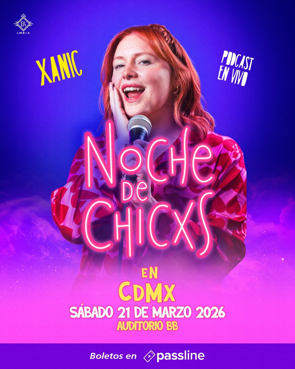 EnPOPados's tweet photo. "Noche De Chicxs", el podcast conducido por la irreverente Xanic traspasará la pantalla y cobrará vida sobre el escenario del Auditorio BB, este sábado 21 de marzo. 

@esamorramemama #XANIC @auditoriobb @PasslineMexico @pennymgmt #NocheDeChixs

#EnPOPados https://t.co/2jvoBuIAZz