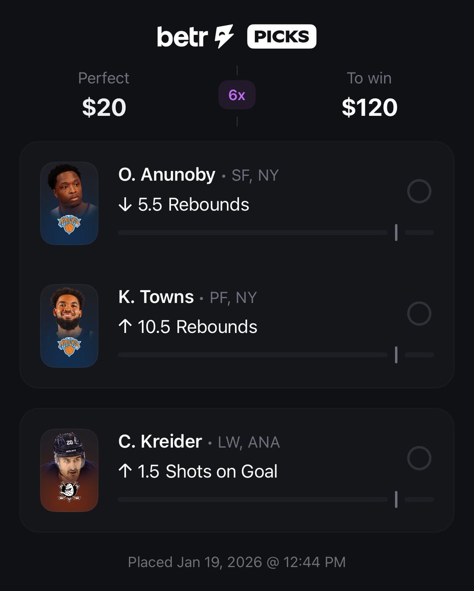 BetWithKidKati's tweet photo. 6x Betr NBA/NHL Slip!

All plays found on @UpsideTools 

Good luck if tailing 🫡

https://t.co/xGvInIn5ie https://t.co/xHNB2yPvLM