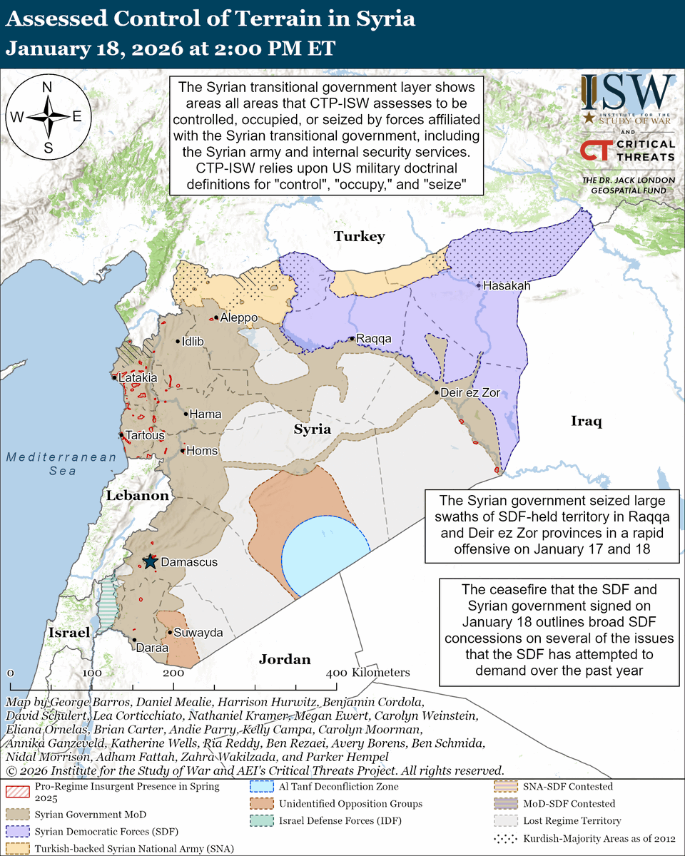 TheStudyofWar's tweet image. NEW: The US framework for sustaining success against ISIS in Syria is collapsing as the Syrian government moves to fully take over northeastern Syria from the Syrian Democratic Forces (SDF), which is a Syrian Kurdish-dominated group that the United States relied on to contain…