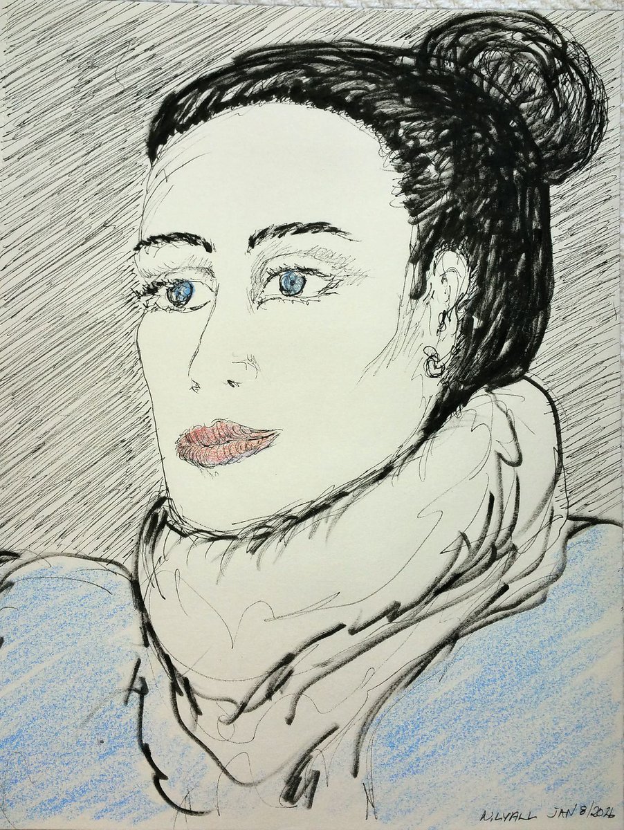 NancyLyall's tweet photo. Raven haired #beaurty #artforsalebyartist #artforsale #artcommunity #artist #fineartist #canadianart #fineart #artonpaper #sketchbookart #inkonpaper #beautifulwoman #quicksketch #quicksketchdrawing #newart #donebymemory #randompeople https://t.co/rLdl52UFXr