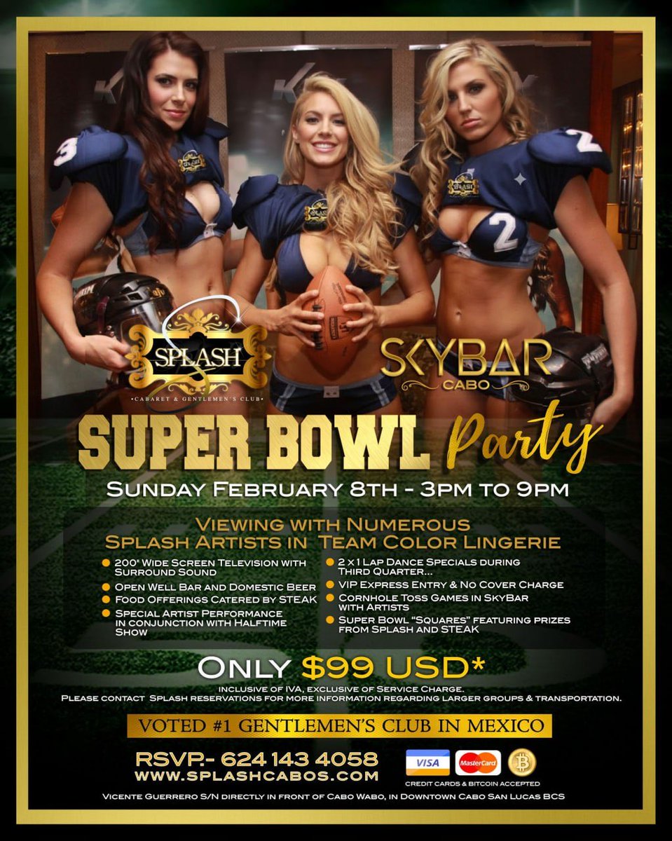 SplashCabos's tweet photo. 🏈✨ SUPER BOWL LX at SPLASH CABARET &amp; GENTLEMAN’S CLUB ✨🏈

This Sunday, February 8th at 3 PM, elevate your Super Bowl experience.

📞: 624-143-4058
🌐 https://t.co/HMPUQKbJZI
📍 Cabo San Lucas, Baja California Sur.

#SplashCabaret #SuperBowlParty #SuperBowlSunday https://t.co/sPwufns7ge