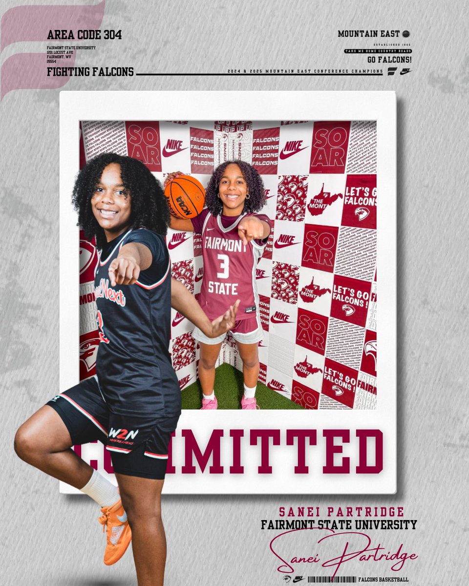 spartridge143's tweet image. ✨ OFFICIAL COMMITMENT ✨
Blessed to announce I’ve committed to @FairmontWbb to continue my basketball journey at the NCAA Division II level ❤️🤍

Thank you to Coach Steph &amp;amp; Coach @MikiRiayne2 for believing in me. Ready to work!

#Committed #NCAADII #WomensBasketball #SoarFalcons