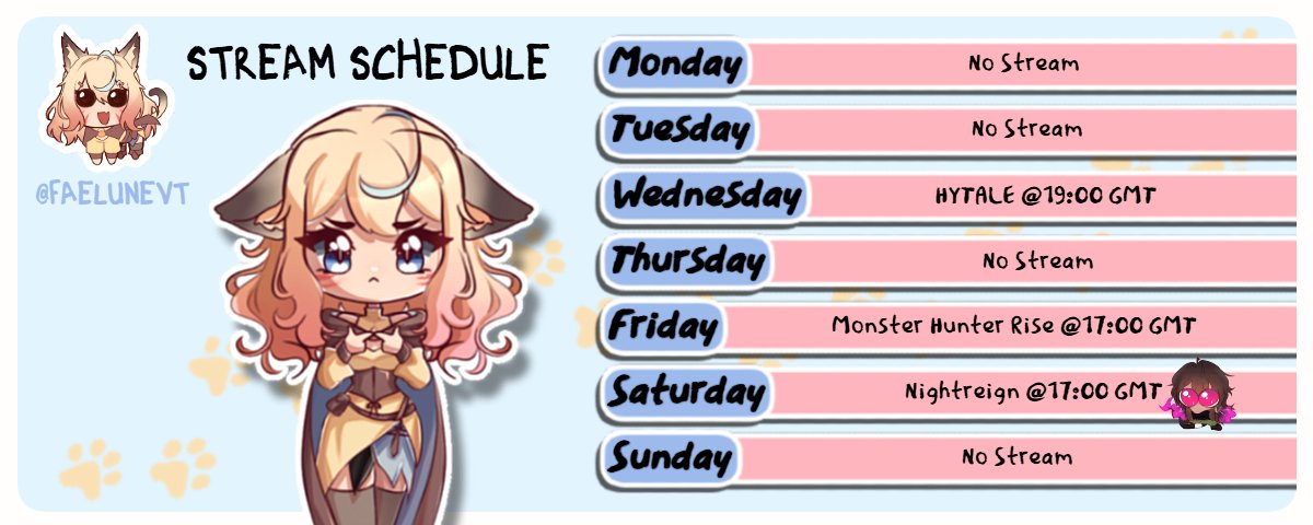 The coming weeks stream schedule!!! It's a fun one since we have our first ever collab with everyone's favourite mutant <a href="/MorphiaMormo/">Morphia 💜🧬 | PNGtuber</a>!!

It's looking to be a good week!