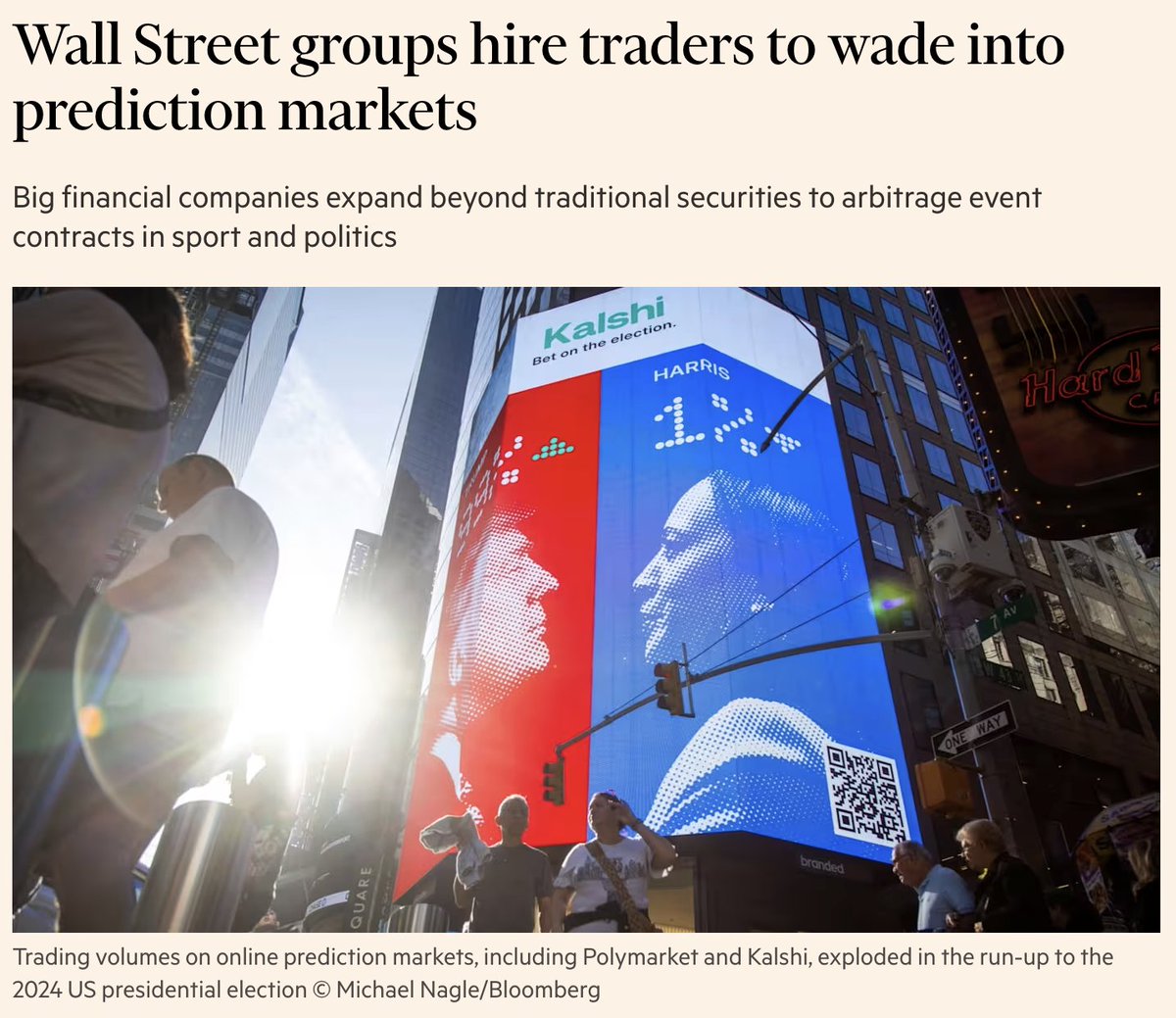 What started as an internal thesis just made the <a href="/FT/">Financial Times</a>.

Last week, <a href="/Tyr_Capital/">Tyr Capital</a> was mentioned in a piece on prediction markets.

Edouard Hindi, Chief Investment Officer of Tyr, said: "We are extremely bullish on prediction markets’ prospects, especially the monetary policy and