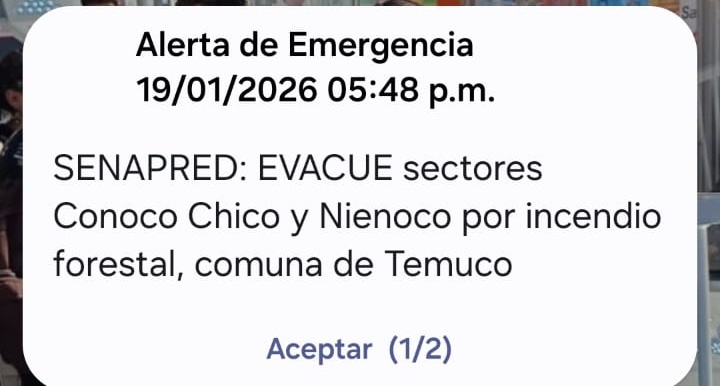 #AlertaSAE recibida en #Labranza por IF en sector Conoco Chico en #Cholchol .. que esta a 20km de Labranza. #IncendioForestal
