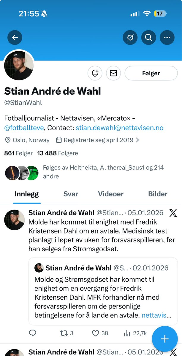 Hvorfor har han her gått i flymodus? Skal han også inn i agentbransjen? Blir han den andre journalisten med god kontakt inn mot agenter som selv blir en?