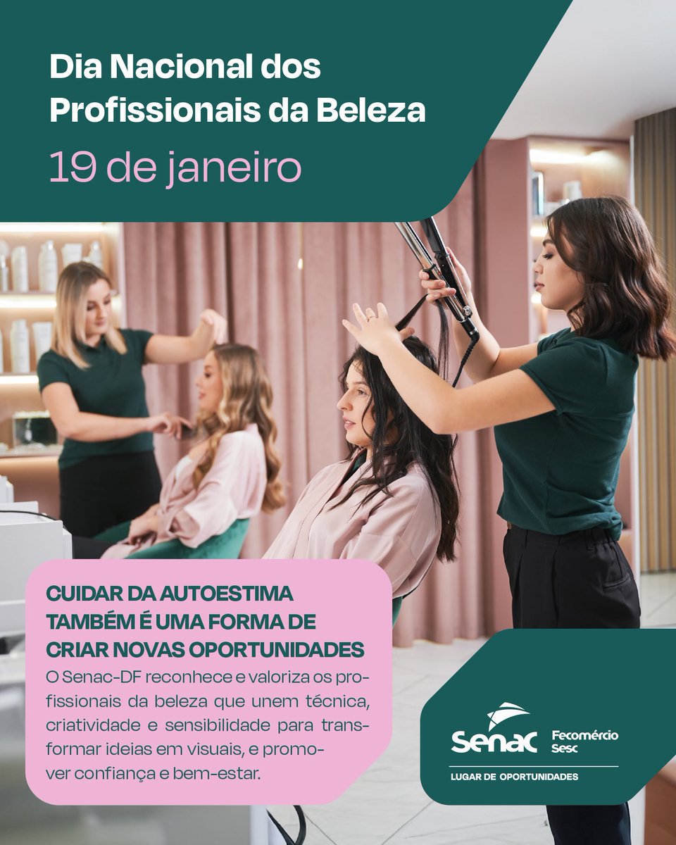 SenacDF's tweet image. Neste Dia Nacional do Profissional da Beleza, homenageamos quem busca sempre se atualizar e e cuidar com perfeição de cada detalhe. 💇‍♀️💇‍♂️

No Senac-DF, acreditamos que a educação é a base para profissionais que desejam brilhar e conquistar o mercado. 💙

➡️ df.senac.br
