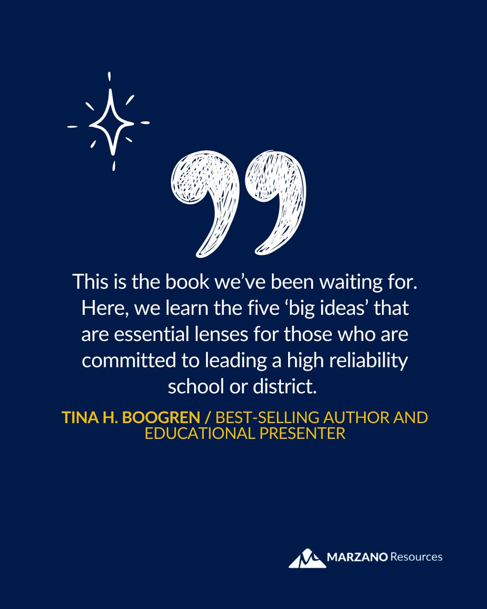 MarzanoResource's tweet image. 📘 5 Big Ideas for Leading a High Reliability School
Strong schools don’t happen by chance—they’re built through intentional leadership and aligned systems.
A must-read for leaders!

#SchoolLeadership #HighReliabilitySchools #EducationBooks #HRS #EdLeaders