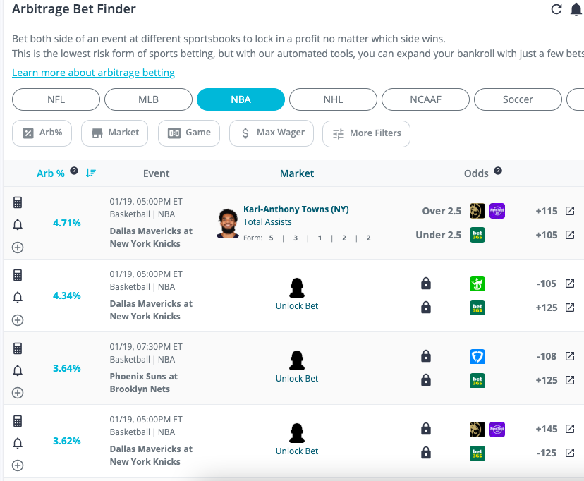 Pickwatch's tweet image. Happy #MLKDay!

🏀 What a day for NBA Betting. Our Arbitrage Tracker is identifying over 40 #Arbitrage bets for GUARANTEED profit! 💰

Sign up for a FREE 14-Day Trial of our BetSmart package today, and unlock all bets instantly!

Learn more about BetSmart here:…