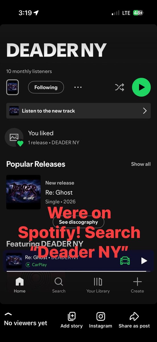 NEINx90's tweet photo. We are officially on Spotify now too! Search “Deader NY” https://t.co/gy22KKVTko