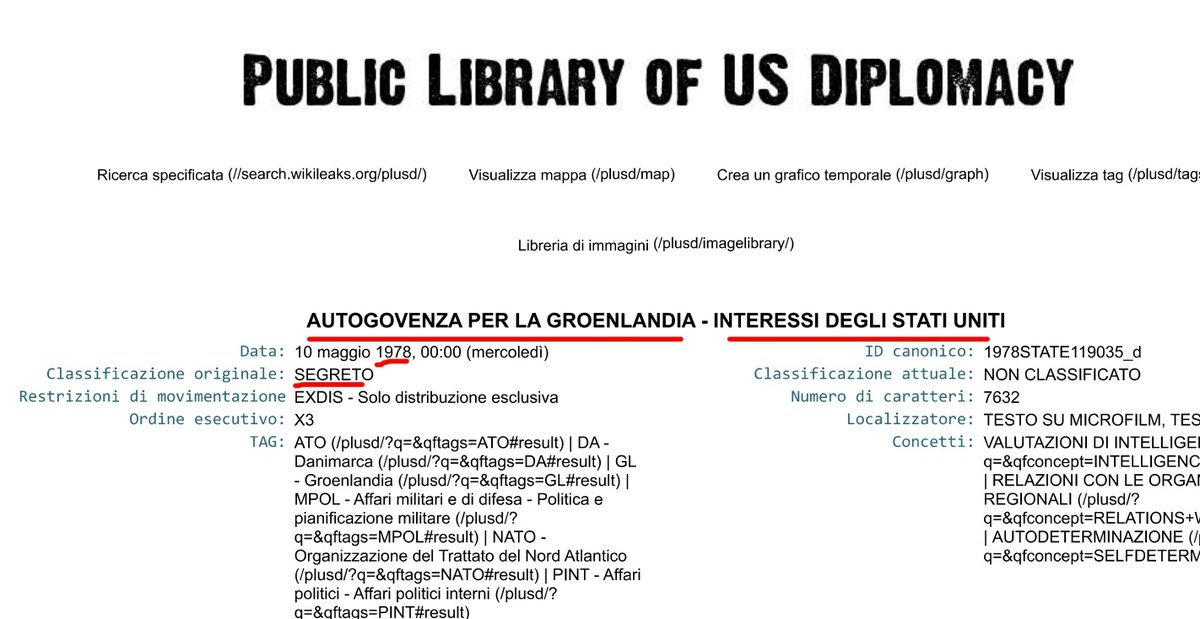 Wikileaks_Ita's tweet photo. #PlusD La #Danimarca🇩🇰 non ha rispettato il desiderio della #Groenlandia🇬🇱di avere la sua autonomia politica da quando la maggioranza dei groenlandesi si oppose al referendum sull'entrata nella #CE🇪🇺
#SEGRETO 1978
https://t.co/fGXxN9kS7j https://t.co/DwPUuzJ0E6
