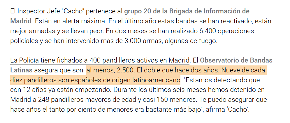 Javimarenas's tweet photo. 2500 pandilleros, cientos de armas, redadas continuas, casi todos americanos con DNI español.

Pero si dices que habría que retirar la nacionalidad a estos delincuentes y deportarlos te dirán que "es que es ilegal". https://t.co/Tlm3lQptad
