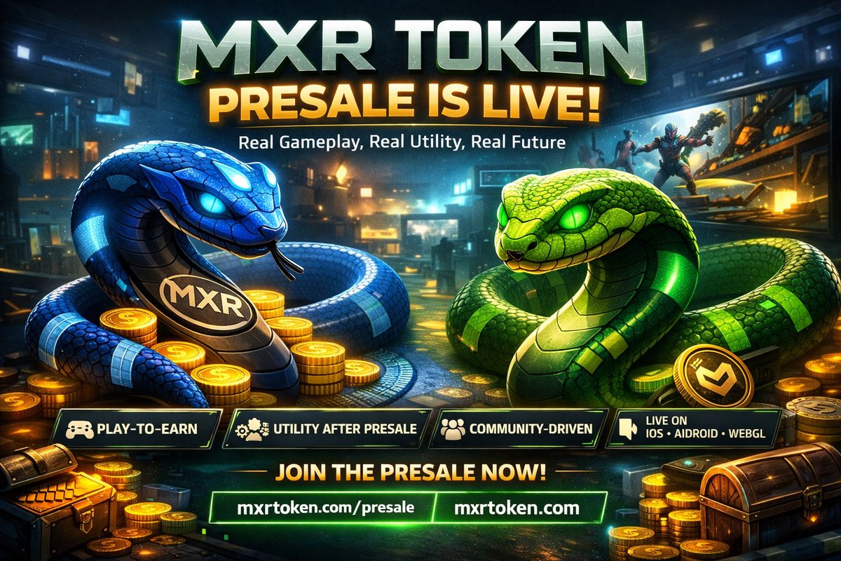 MxrToken's tweet image. 🚀 MXR Token Presale Is Live

The MXR Token presale is now open — built around real gameplay, real utility, and long-term vision.
MXR isn’t hype-driven. It’s a live GameFi ecosystem already running on iOS, Android &amp;amp; WebGL 🎮🐍
🔹 Play-to-Earn mechanics
🔹 Utility integration…