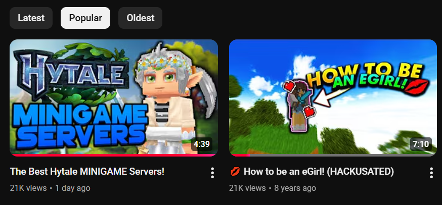 RackalsOfficial's tweet photo. After 8+ long years, I finally have a new most popular video on YouTube 😭

Thanks Hytale!🙏 https://t.co/L4yUBrA6Bw