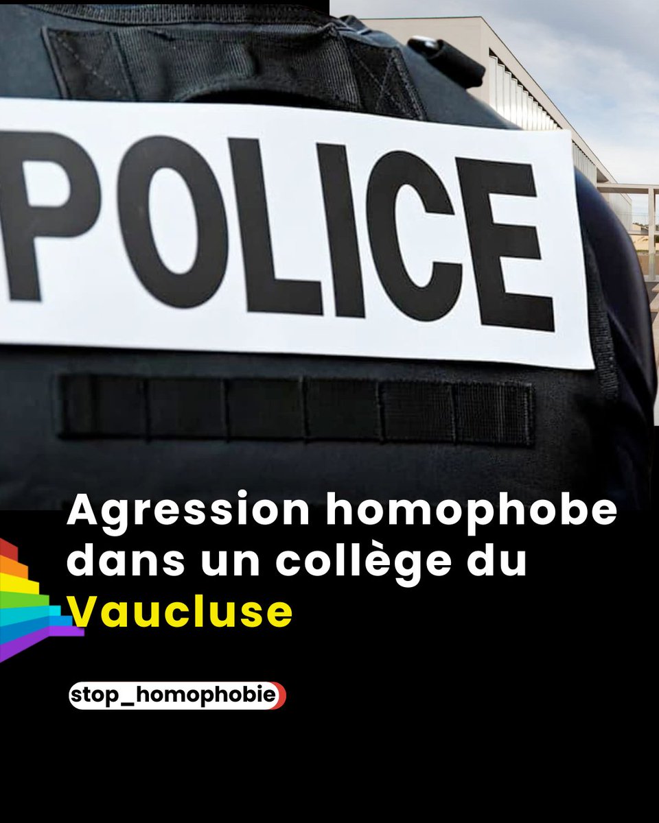 stop_homophobie's tweet image. 🟣 Agression homophobe dans un collège du Vaucluse

Une famille de Montfavet a porté plainte après qu’un élève de 5e au collège Anne-Frank, à Morières-lès-Avignon, a été frappé par un camarade de 3e après lui avoir dit qu’il le trouvait “beau”. L’adolescent a perdu connaissance…