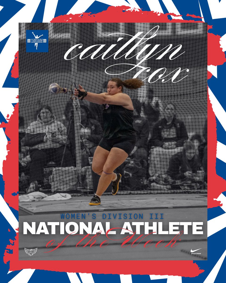 𝐍𝐎𝐓𝐇𝐈𝐍’ 𝐍𝐄𝐖 𝐅𝐎𝐑 𝐎𝐔𝐑 𝐍𝐀𝐓𝐈𝐎𝐍𝐀𝐋 𝐀𝐓𝐇𝐋𝐄𝐓𝐄 𝐎𝐅 𝐓𝐇𝐄 𝐖𝐄𝐄𝐊‼️

Cox has been named the <a href="/USTFCCCA/">USTFCCCA</a> Women’s Division III National Athlete of the Week after claiming a first-place finish in weight throw with a season best mark of 19.53 meters🔥

#GoDuhawks