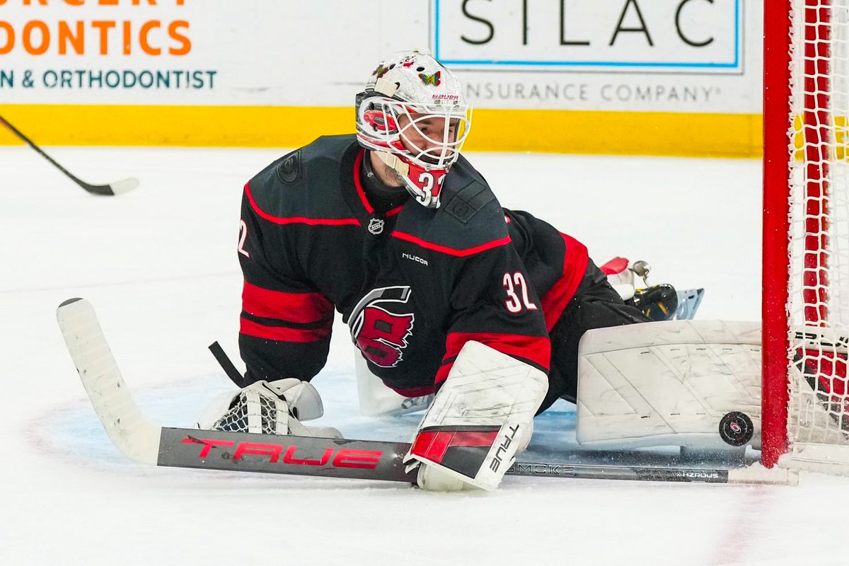 PuckReportNHL's tweet photo. Brandon Bussi has won 18 of his first 22 games in the NHL. That’s the most wins for a goalie in league history in that span to begin a career. #CarolinaCulture https://t.co/cWOSr9Tqk9
