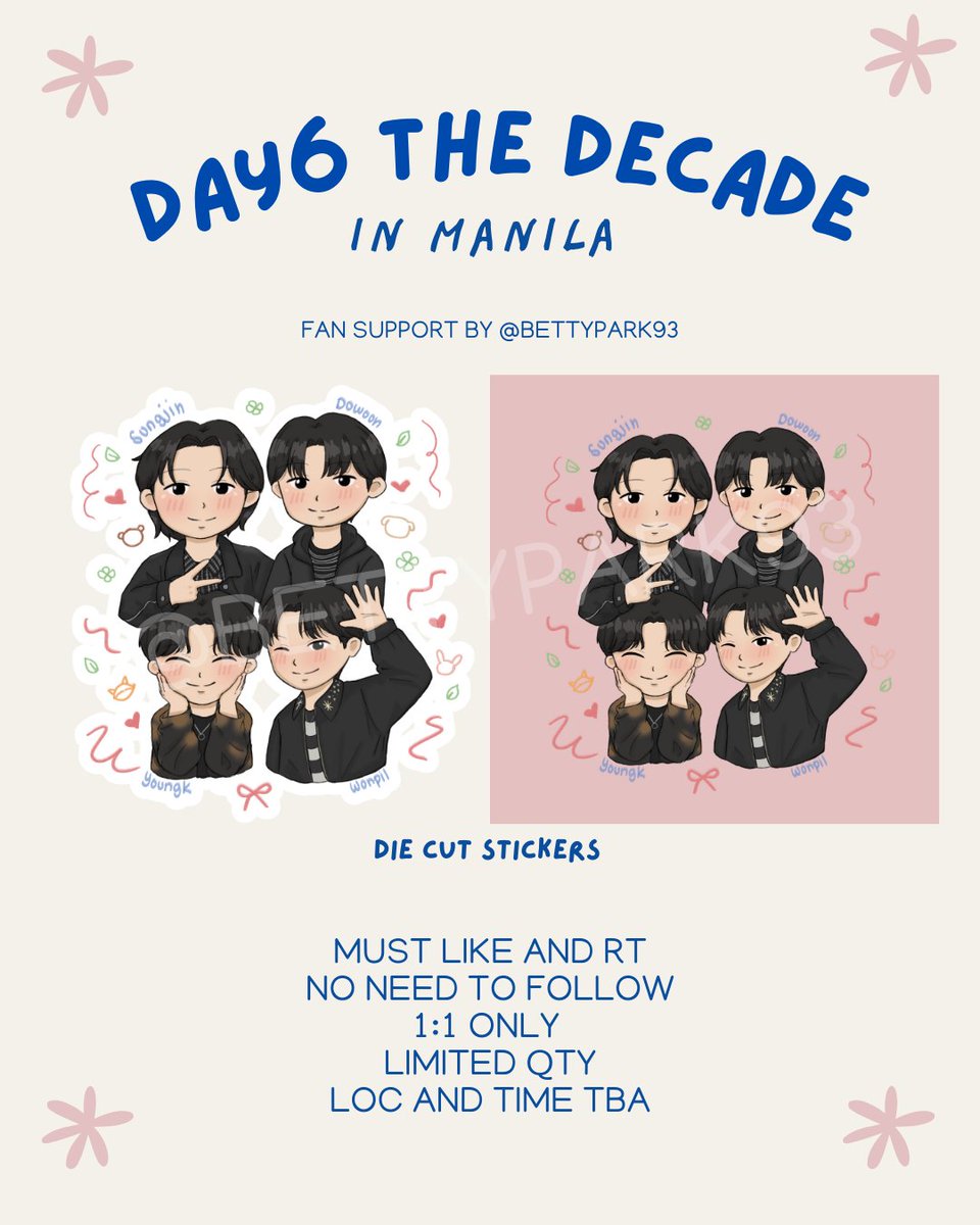bettypark93's tweet image. DAY6 The Decade in Manila freebies🍀💌
— January 24, 2026 

fan support by @bettypark93 

💌rt and like 
🍀strictly 1:1 only 
📍loc and time tba (might give out randomly)
✉️ dm for trades 

See you MyDays! 
#DAY6_10th_Anniversary_Tour #The_DECADE_MANILA