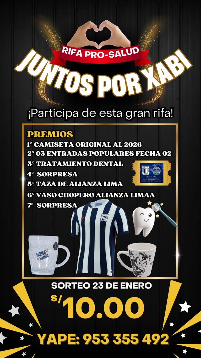 Hola, los que me conocen saben que todos los viernes jugamos pichanga con gente blanquiazul
Hoy nos enteramos que un hermano está jugando su partido más importante respecto a su salud.
Pido su ayuda para dar soporte económico a la familia en este momento
difícil - RIFA