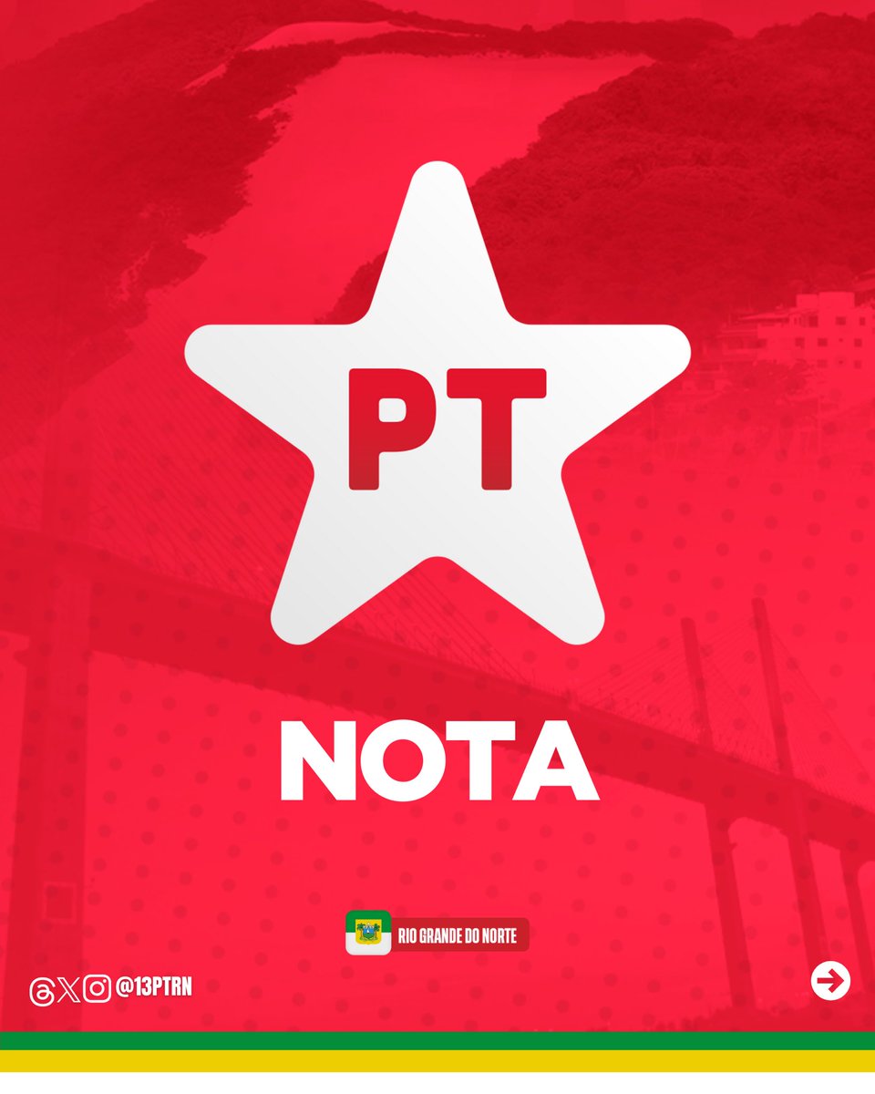 13PTRN's tweet photo. Confira a nota do Partido dos Trabalhadores e das Trabalhadoras a respeito da decisão do vice-governador Walter Alves, assinada pela presidenta estadual do Partido, Samanda Alves.

#ptrn https://t.co/riri1cqDUj