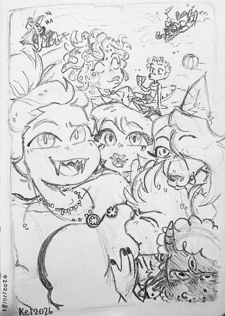 KelMoon_draw's tweet photo. Let's take a selfie, Monty!! ✨

A selfie with @Kimberlyannasky @TCipher96 @DareGirl4 and Vinny belongs to @Inky_Spots  and Monty to @AxelGear11 uh.. wait... Where's-
Oh!! He jump in the water!! 

#MontgomeryPhyton #HazbinHotelOC https://t.co/Kn235urugb