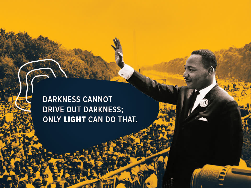 OKWUniv's tweet photo. "Only light can drive out darkness." 

Today, we remember Dr. King and recommit to living as people of the Light, choosing love, unity, and Christ-centered action. 🤍

#WeAreOKWU #BeOneSent #LightOfChrist #MLK https://t.co/By1YJ5WUEO