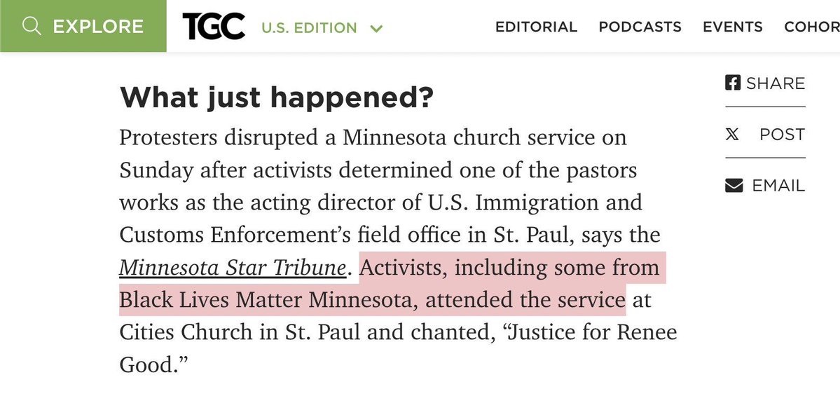 This is from Joe Carter <a href="/TGC/">The Gospel Coalition</a>.

The activists "attended."

Joe has been wrong about everything for years - BLM, COVID, the Vaxx, all of it.

He's either a paid bad actor, the least intelligent person able to reach literacy, evil, or some combination. No other option.