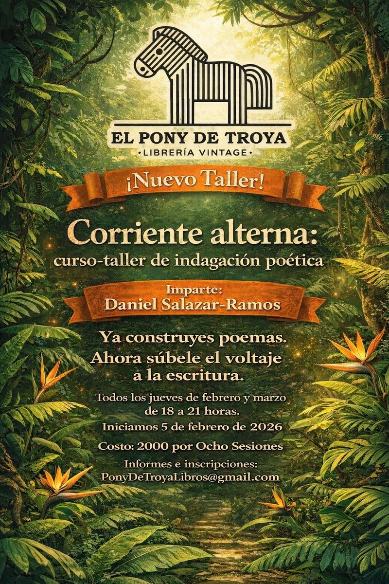 Amistades, aún hay lugares para este curso-taller de indagación poética. 8 sesiones semanales, a partir del 5 de febrero, en El pony de Troya. 🔥