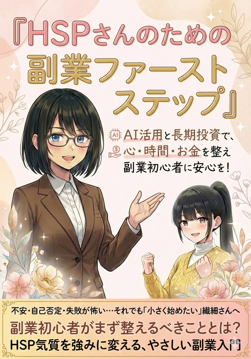 ㊗️マンガ出版㊗️ 今週、金曜日1/23 6時にマンガの新刊をリリースします🦉✨1/23〜25まで99円♪ タイトルは 『HSPさんのための副業ファーストステップ  AI活用と長期投資で、心・時間・お金を整え副業初心者に安心を！』 です。 HSPさんだけでなく副業初心者の方にもお ...