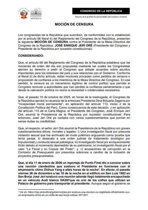 FlorPabloMedina's tweet image. ¡Jerí no puede seguir un día más en Palacio! Consecuente con mi posición, he firmado la moción de censura presentada por la congresista @RuthLuqueIbarra.