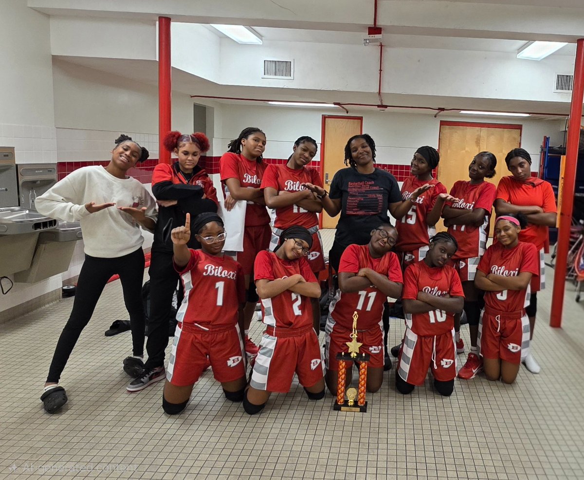 Coach_SHill31's tweet photo. I'm a little late (last Thurs), but super proud of my girls for being the Division 1 District Champs. They never gave up, came from being down 9pts, and won by 3. #BiloxiJHLadyIndians #MySquad https://t.co/owGWNrZk7C