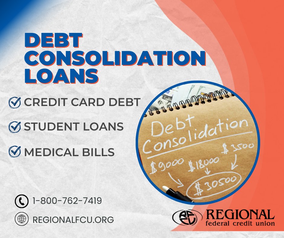 REGIONALFCU's tweet photo. Too much debt over the holiday season? REGIONAL can help you consolidate those debts with low interest rates & flexible terms.
LEARN MORE: https://t.co/FLMIkBj17d
APPLY NOW: https://t.co/FDMwBqIzKb
#DebtConsolidation #PersonalLoan #REGIONALDifference https://t.co/OKKWpIOjIK