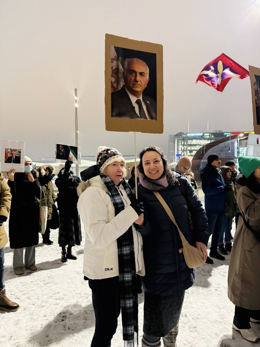EC4Israel's tweet image. We stand with the people of Iran. 
Today, infront of the Finnish Parliament. #FreeIran #Iran #KingRezaPahlavi