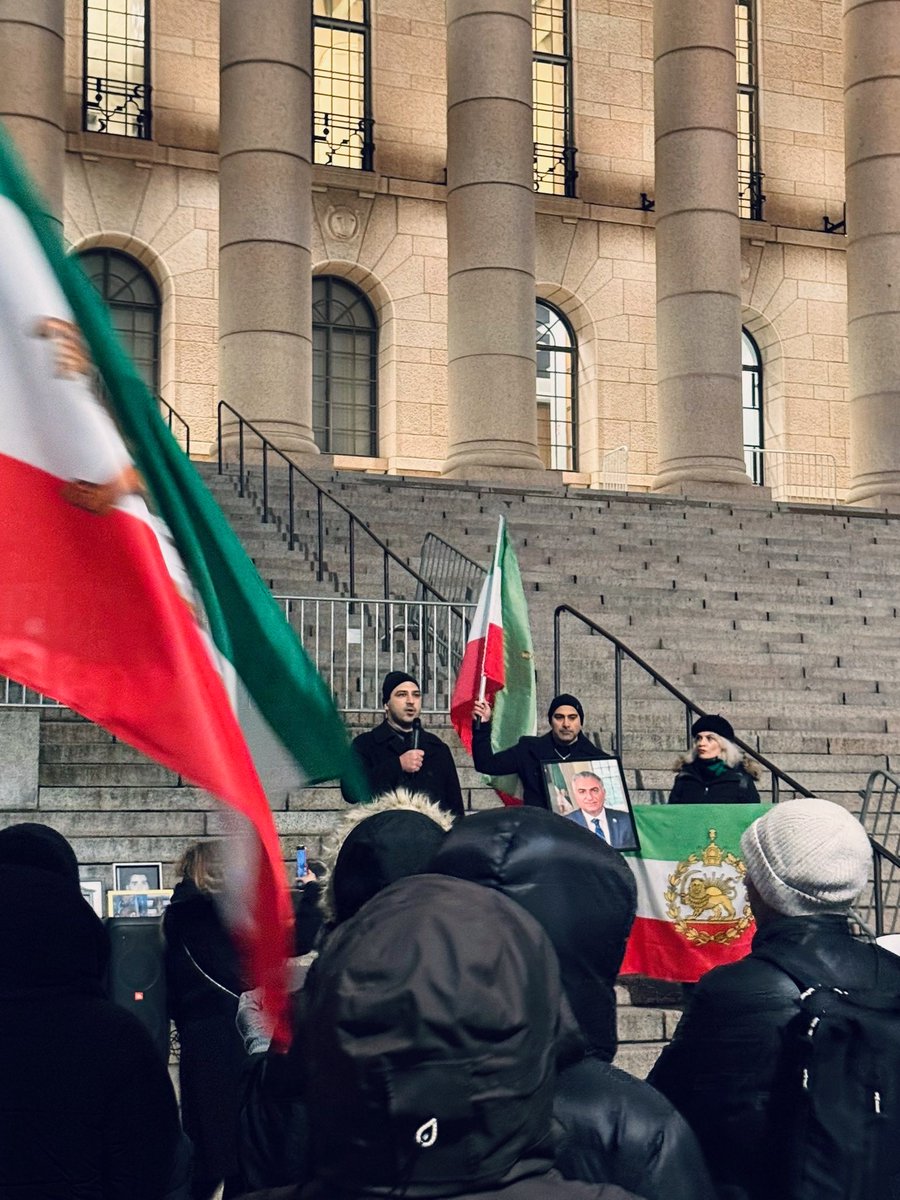EC4Israel's tweet image. We stand with the people of Iran. 
Today, infront of the Finnish Parliament. #FreeIran #Iran #KingRezaPahlavi