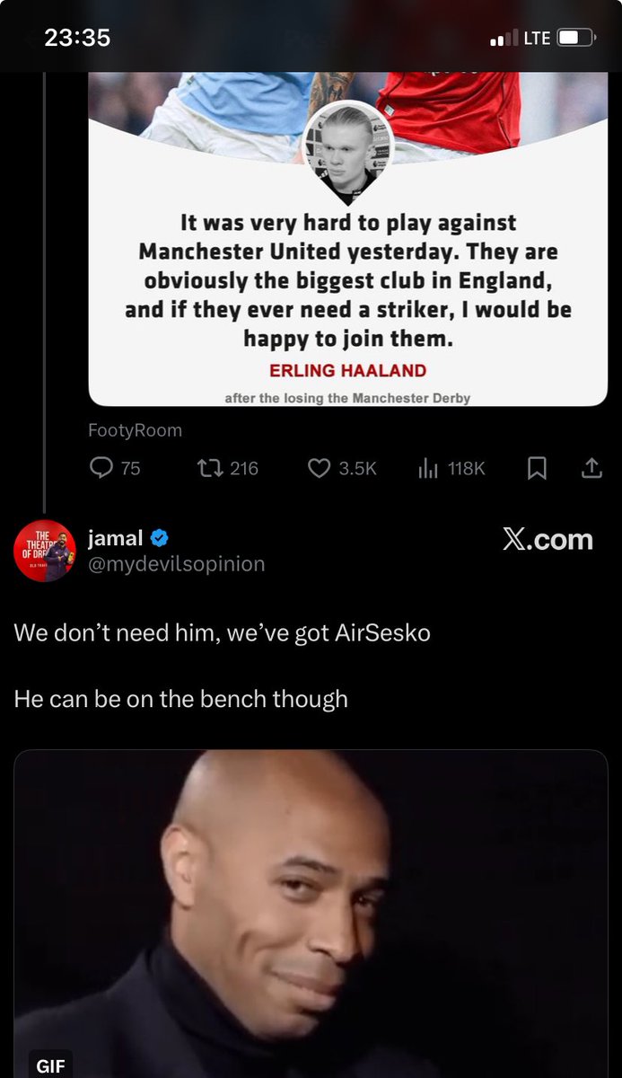 Bruh u mean halland 🤣 some fans too do sha