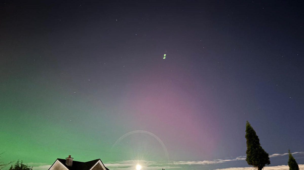 Northern lights seen now from our front garden. So happy 😊 😍.